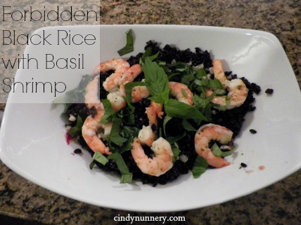 Forbidden Black Rice with Basil Shrimp