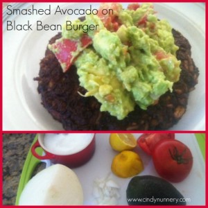 Smashed Avocado on Black Bean Burger