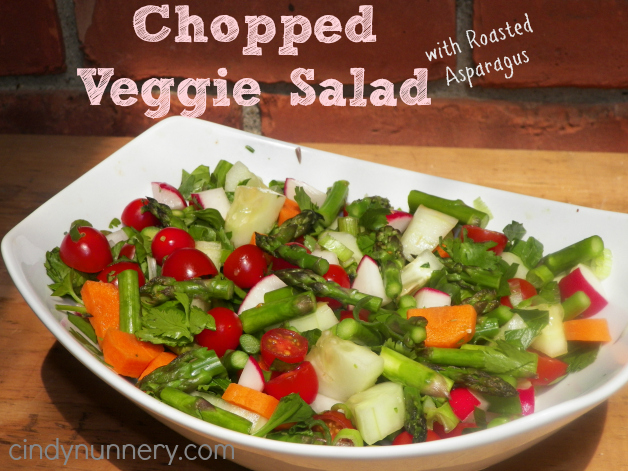 Chopped Veggie Salad with Roasted Asparagus