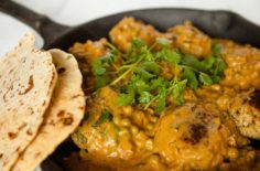 Vegan Chick Pea Meatballs in Creamy Curry Cashew Sauce