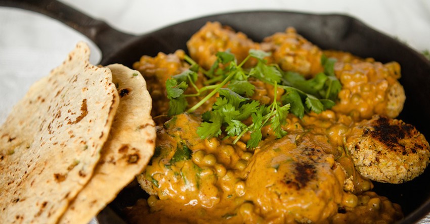 Vegan Chick Pea Meatballs in Creamy Curry Cashew Sauce