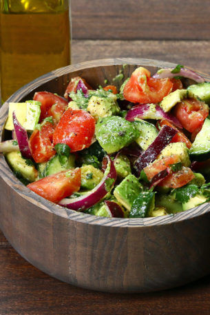 This is how you salad, baby! Cucumber Tomato Avocado Salad Recipe